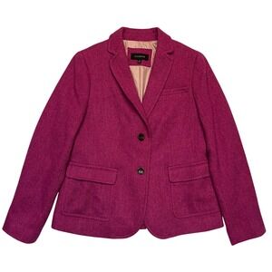 Talbots Magenta Herringbone Wool Blend Preppy Academia Blazer Jacket Size 8